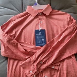 New Men’s Mizzen + Main Casual Red/White Shirt